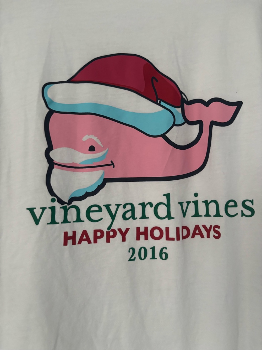 Vintage Vineyard Vines 2016 Christmas Santa Whale Long Sleeve T-Shirt Size M